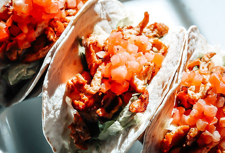 Freshly prepared chicken & fish tacos